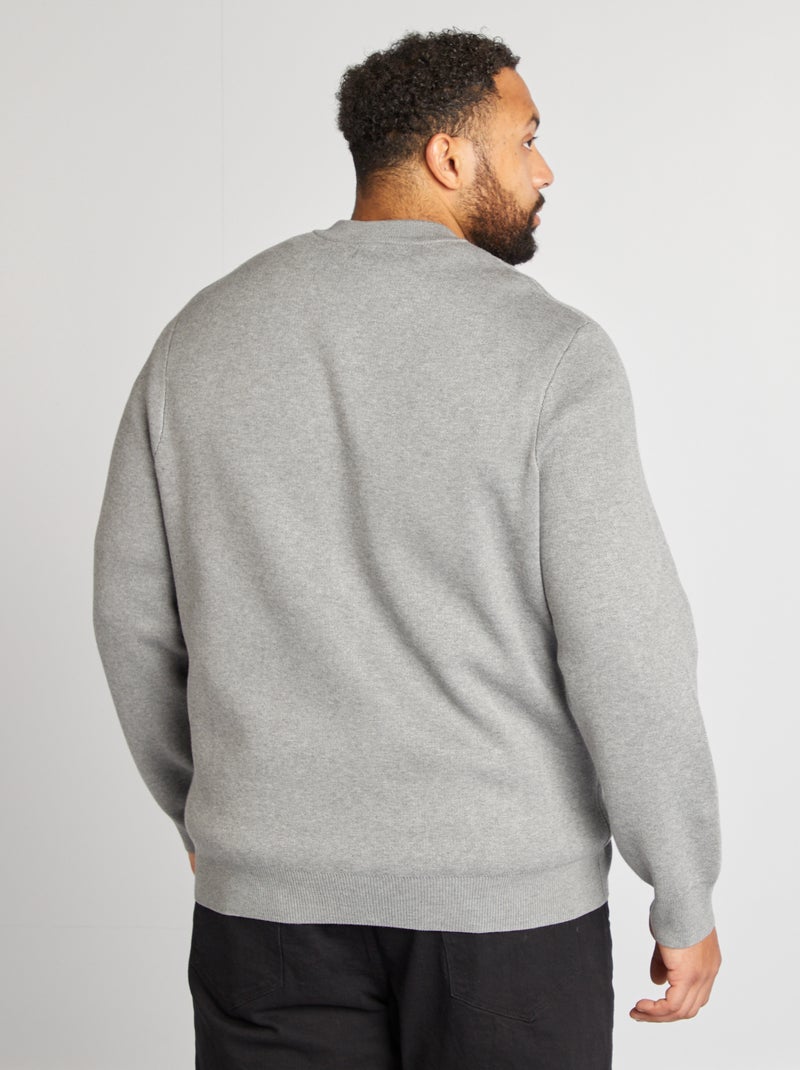 Gilet zippé en maille piqué Gris - Kiabi