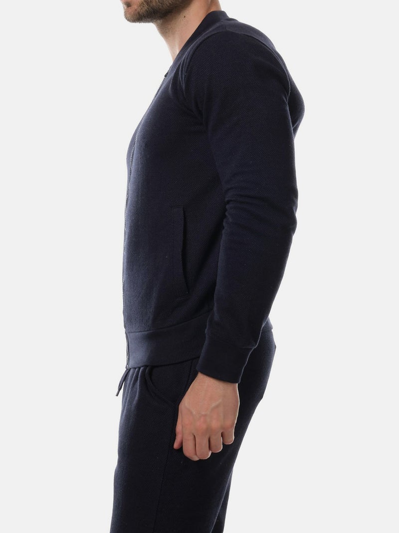Gilet zippé en maille piquée Bleu marine - Kiabi