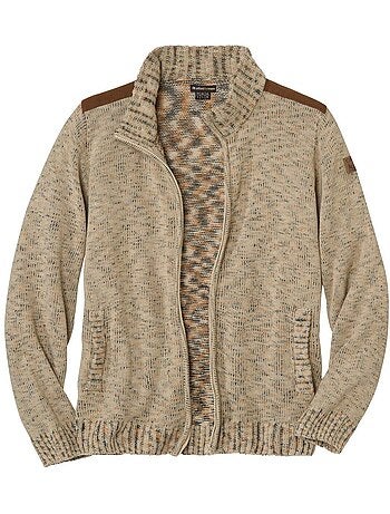 Gilet Zippé en Tricot Moucheté - ATLAS FOR MEN