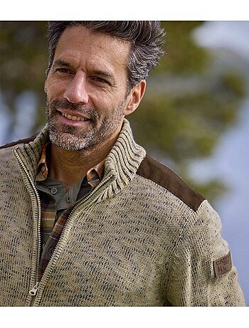 Gilet Zippé en Tricot Moucheté - ATLAS FOR MEN