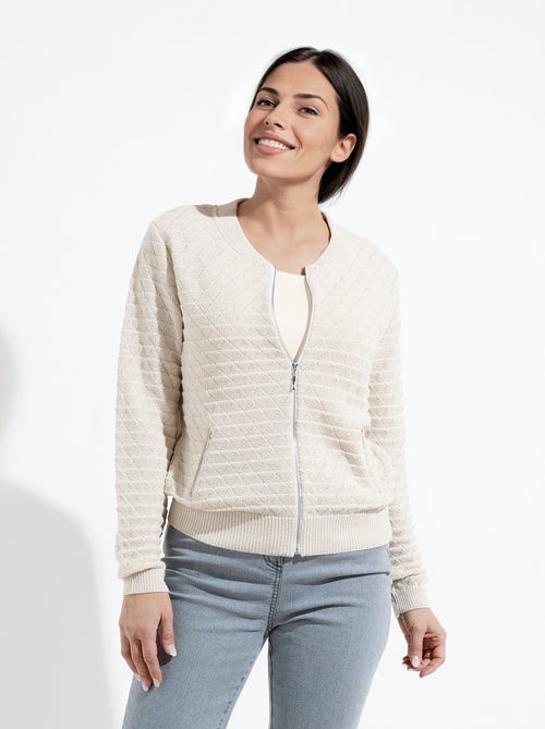 Gilet zippé esprit bomber maille brillante - Afibel - Kiabi