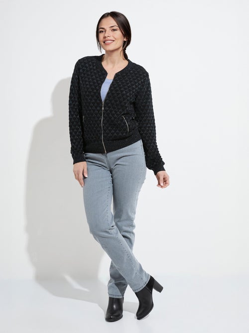 Gilet zippé esprit bomber maille brillante - Afibel - Kiabi