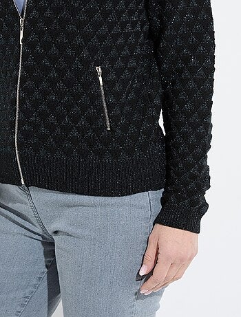 Gilet zippé esprit bomber maille brillante