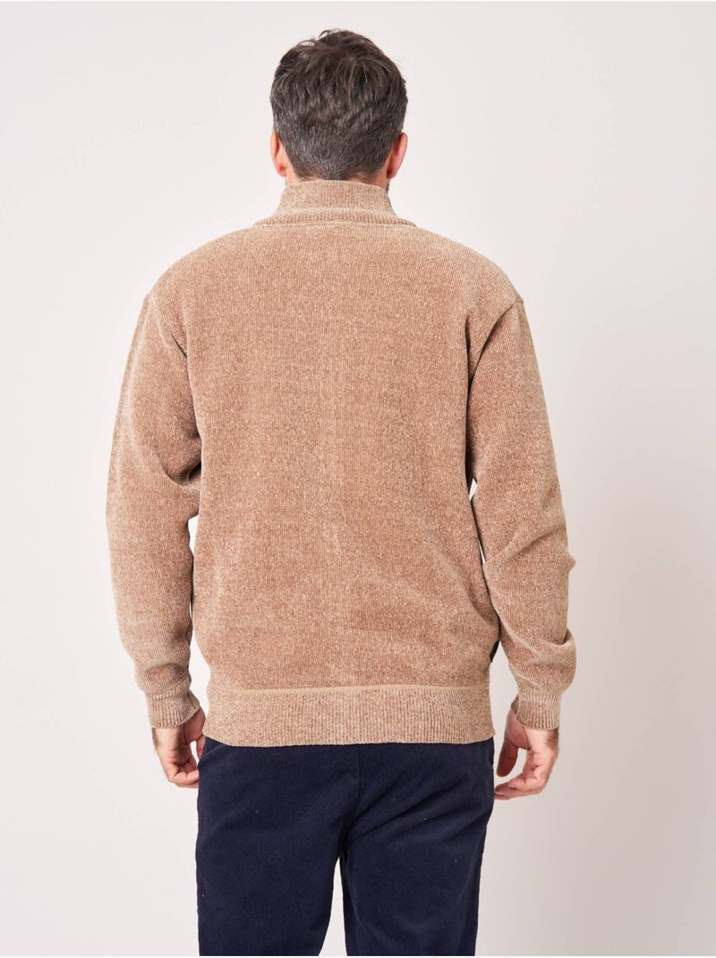 Gilet zippé homme en maille ultra douce 'deeluxe' Beige - Kiabi