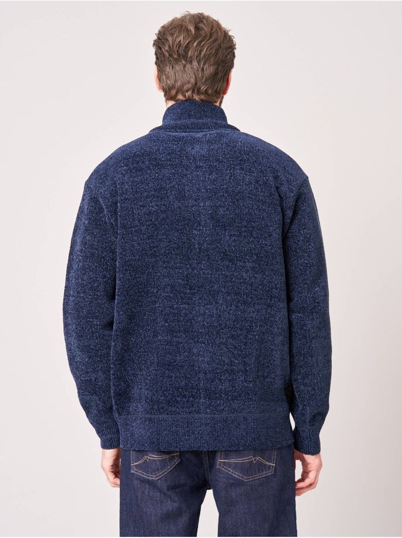 Gilet zippé homme en maille ultra douce 'deeluxe' Bleu marine - Kiabi