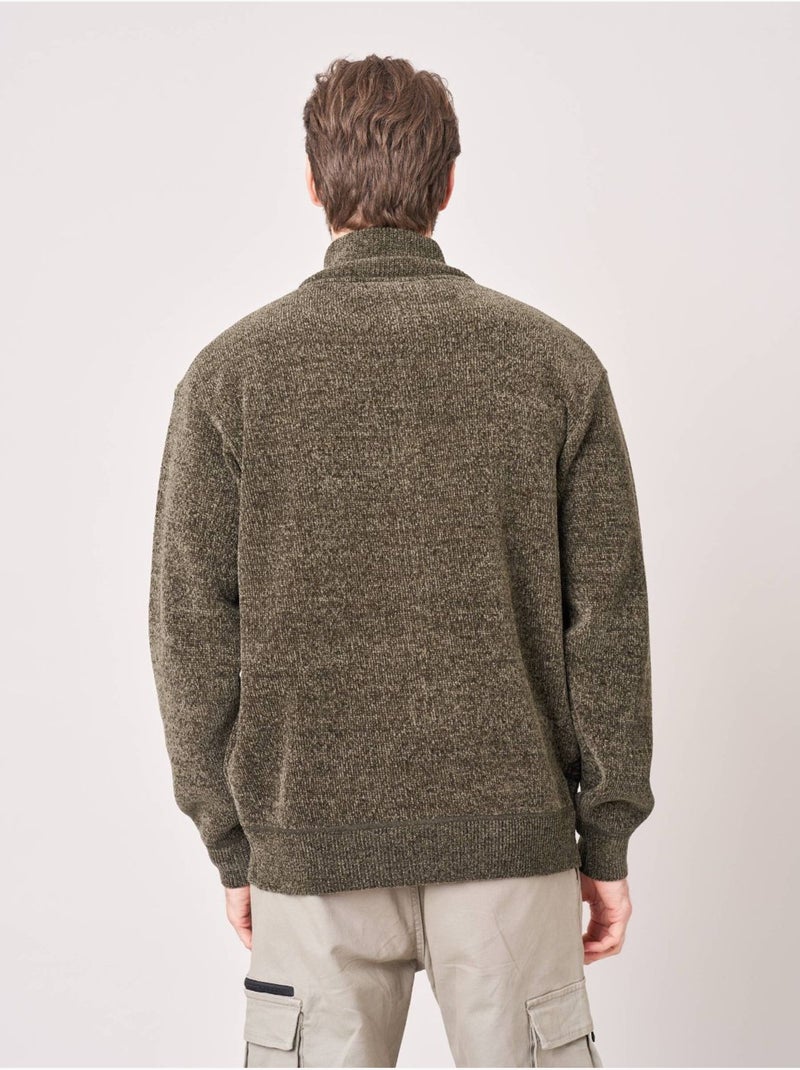 Gilet zippé homme en maille ultra douce 'deeluxe' Kaki - Kiabi