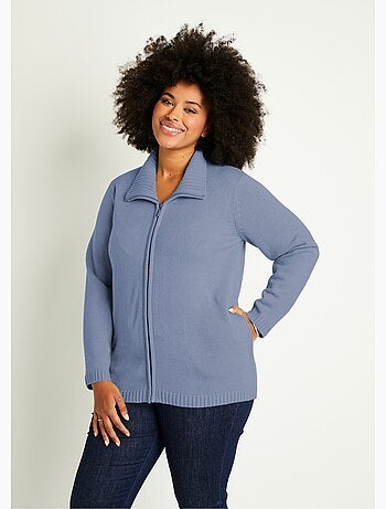 Gilet zippé long uni col montant - Afibel