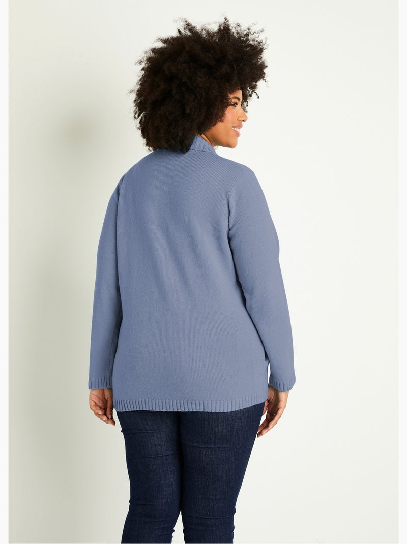 Gilet zippé long uni col montant - Afibel Bleu - Kiabi