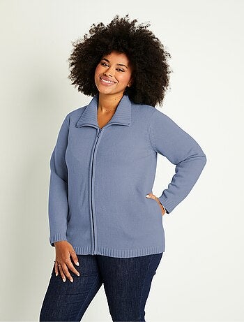 Gilet zippé long uni col montant - Afibel