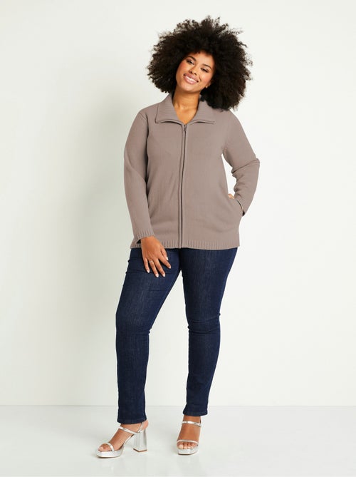 Gilet zippé long uni col montant - Afibel - Kiabi