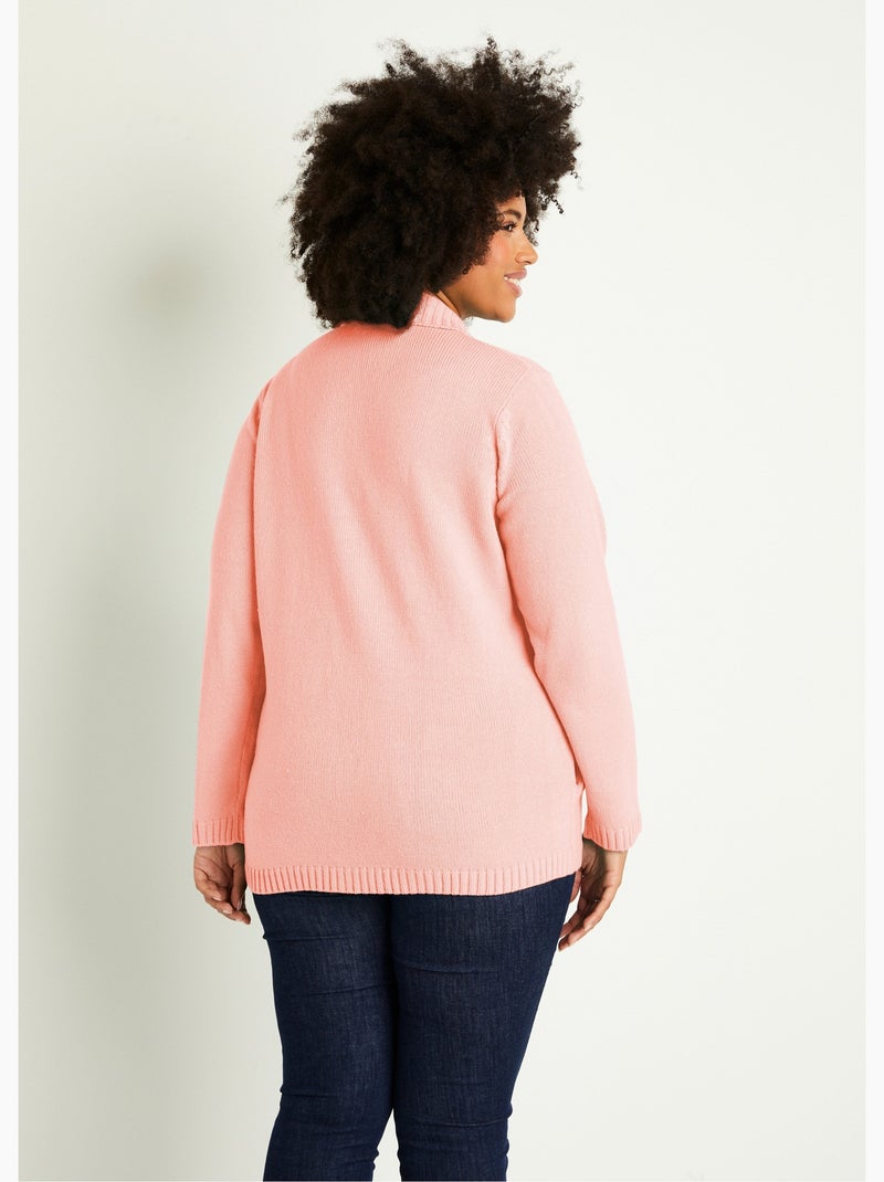 Gilet zippé long uni col montant - Afibel Rose - Kiabi