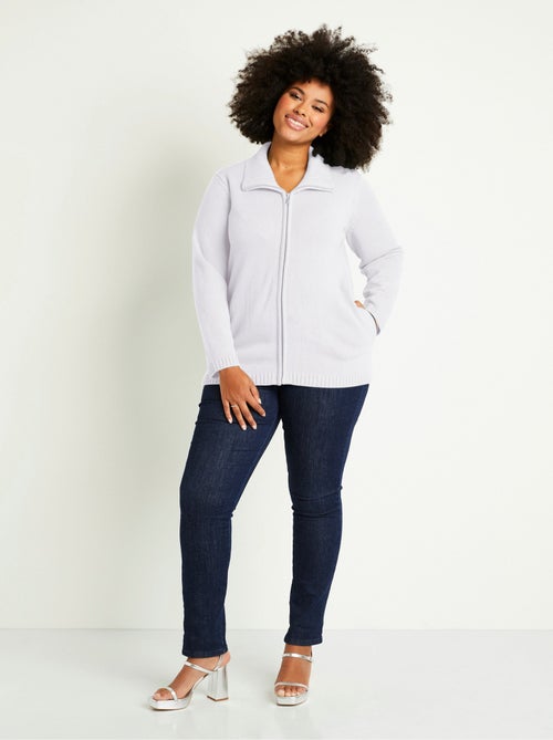 Gilet zippé long uni col montant - Kiabi