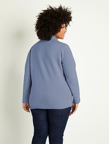 Gilet zippé long uni col montant