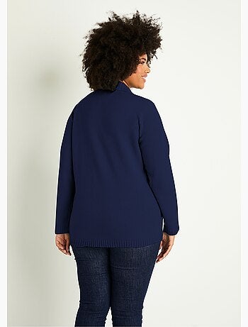 Gilet zippé long uni col montant