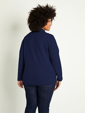 Gilet zippé long uni col montant