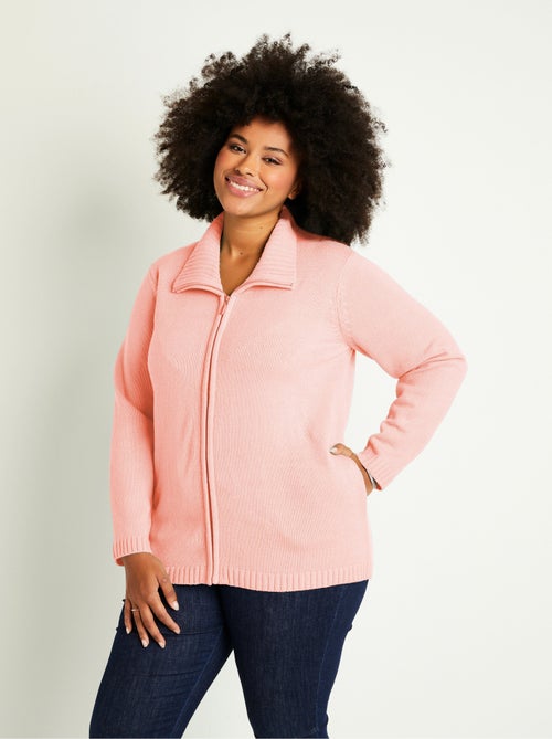 Gilet zippé long uni col montant - Kiabi