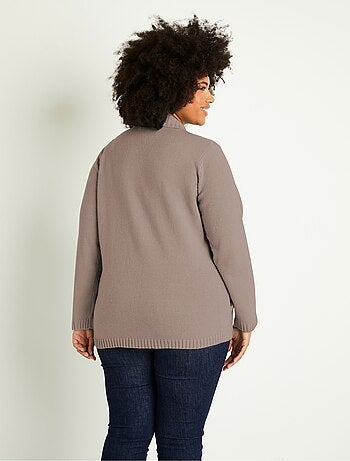 Gilet zippé long uni col montant