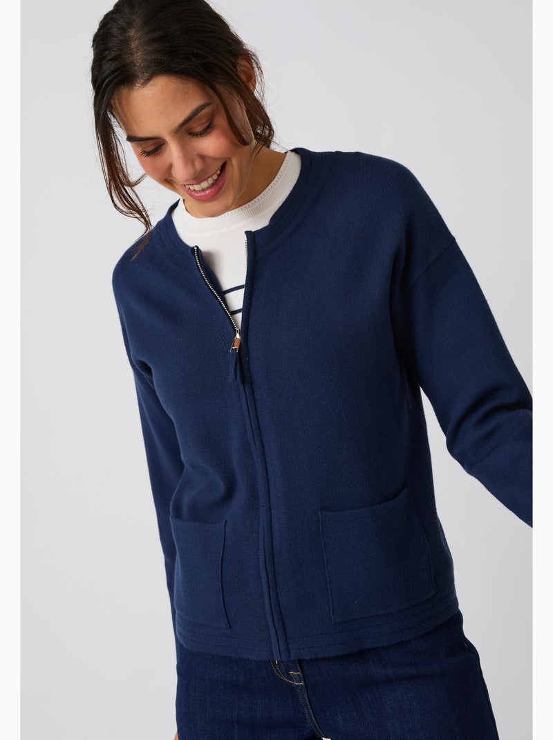 Gilet zippé maille milano - damart Bleu - Kiabi