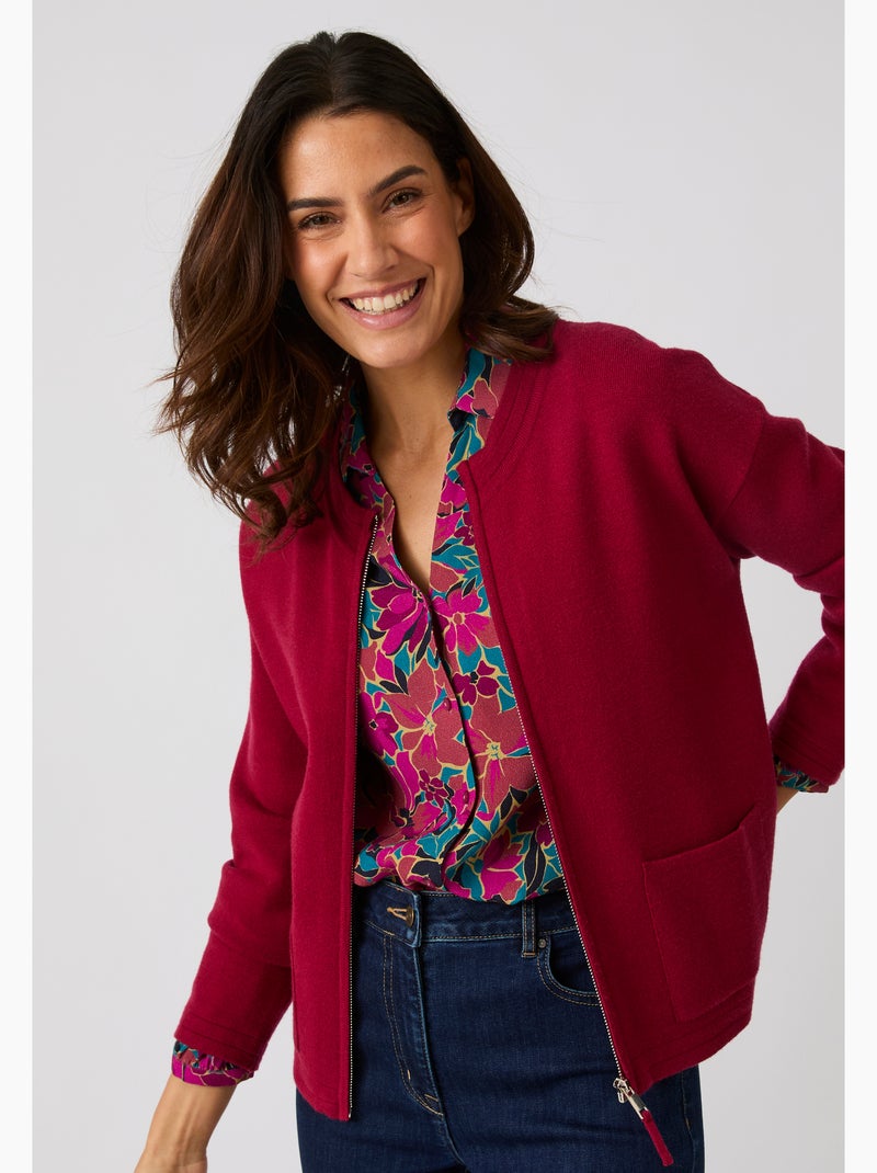 Gilet zippé maille milano - Damart Rouge - Kiabi