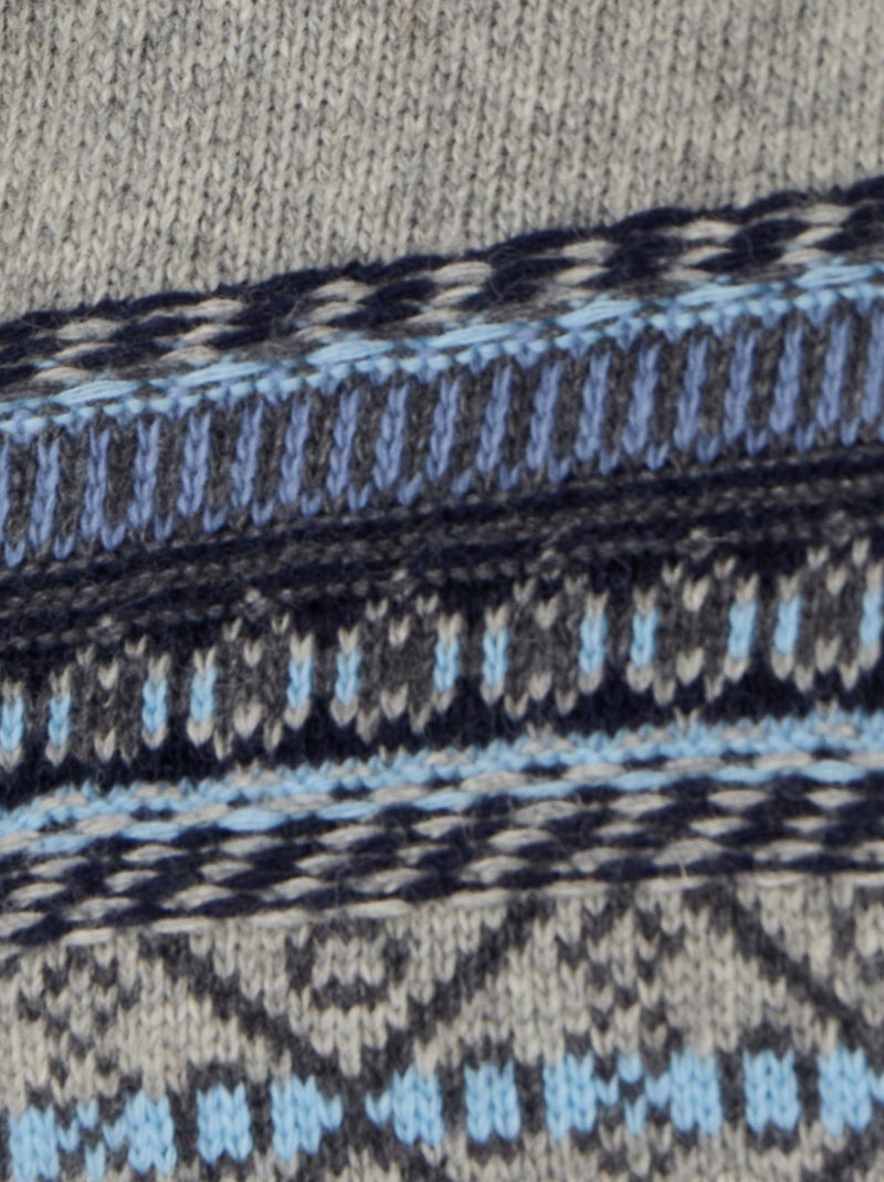 Gilet zippé mélange laine maille jacquard - Damart Gris - Kiabi