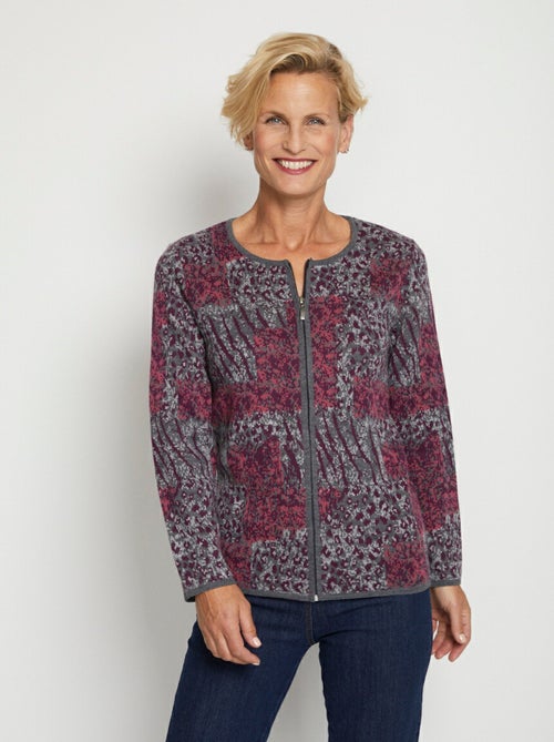Gilet zippé mi-long jacquard léopard - Afibel - Kiabi