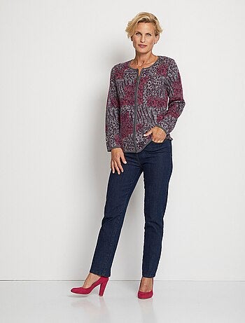 Gilet zippé mi-long jacquard léopard