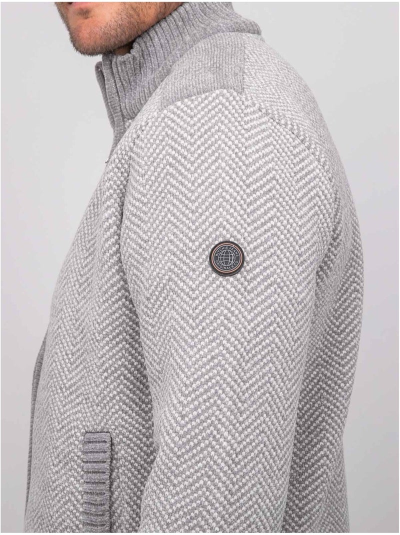 Gilet zippé motif chevrons lenidico Gris - Kiabi