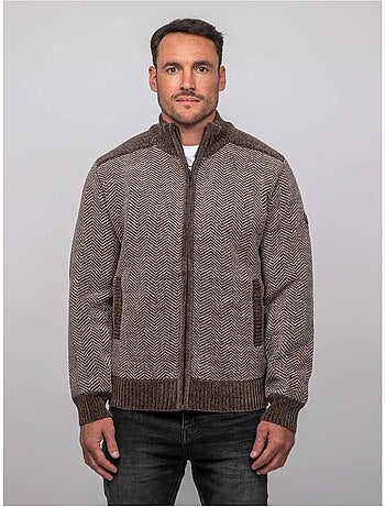 Gilet zippé motif chevrons lenidico