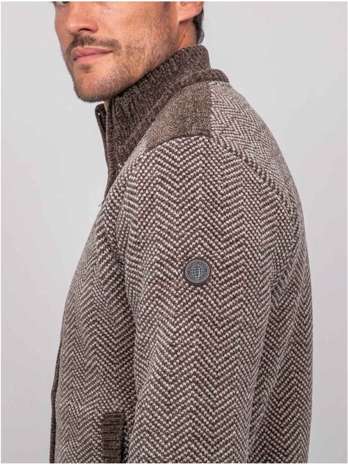 Gilet zippé motif chevrons lenidico - Kiabi