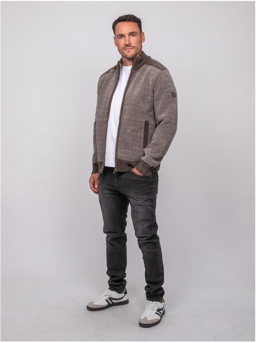 Gilet zippé motif chevrons lenidico - Kiabi