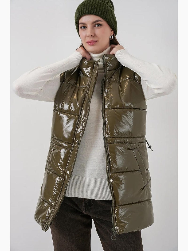 Gilet zippé texturé avec col de veste bdart Kaki - Kiabi