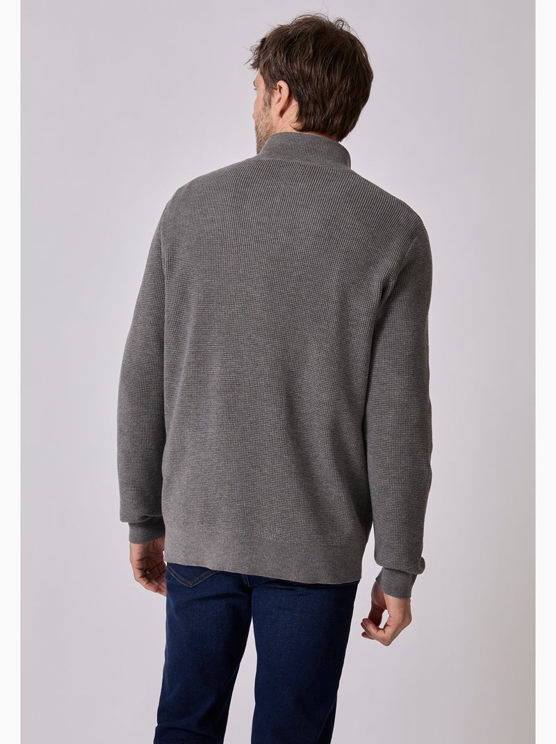 Gilet zippé thermolactyl en maille texturée - damart Gris - Kiabi