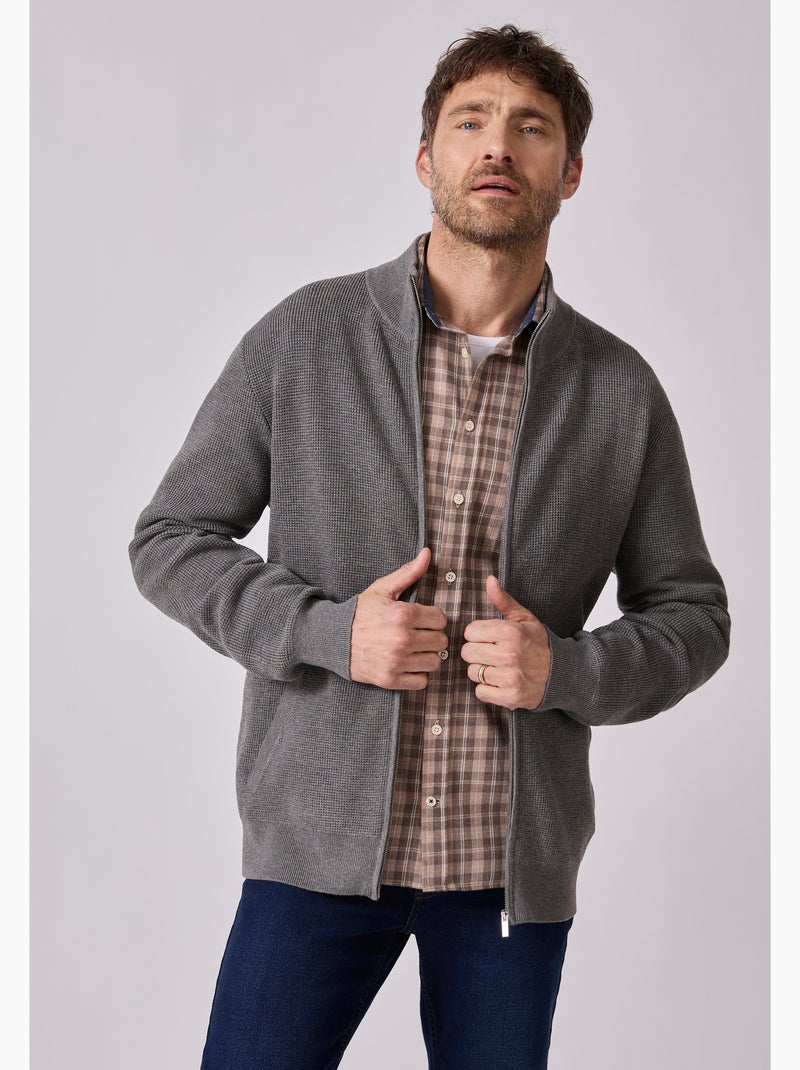 Gilet zippé thermolactyl en maille texturée - damart Gris - Kiabi