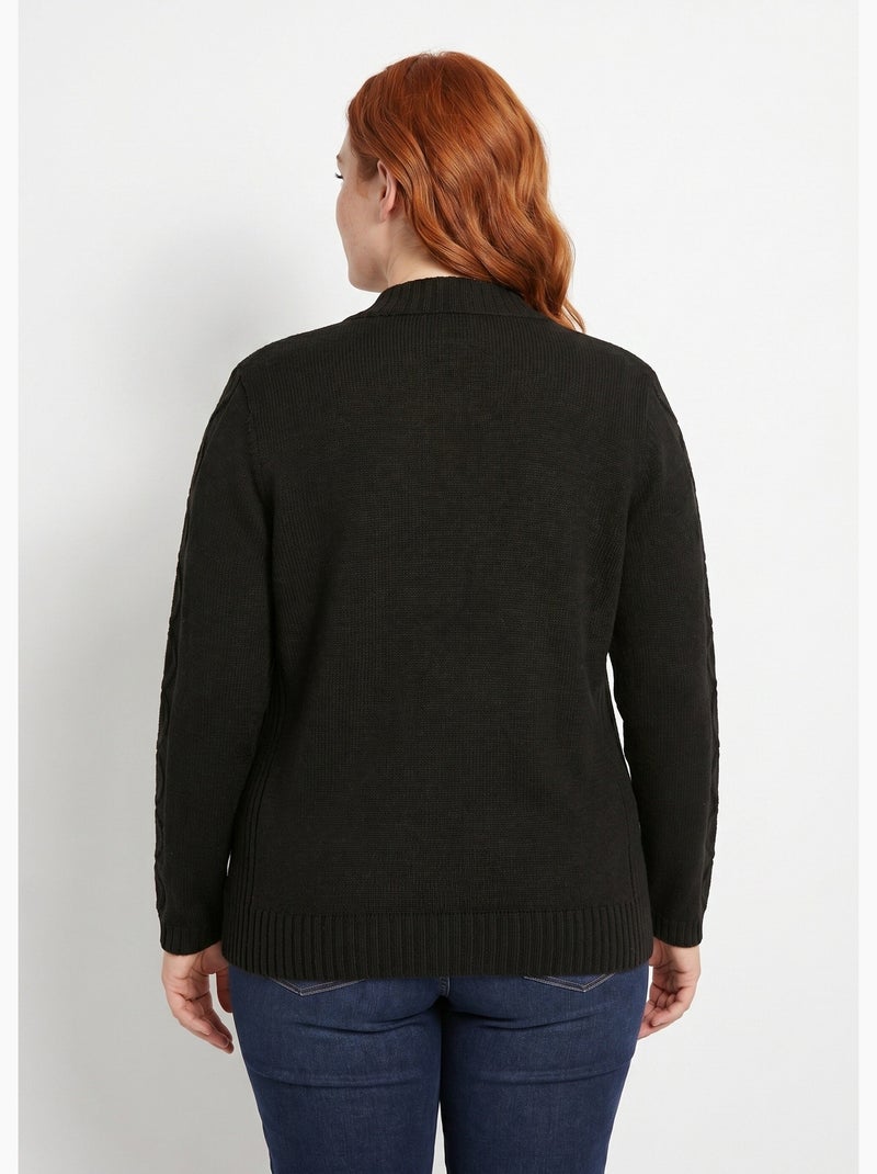 Gilet zippé uni mi-long maille épaisse - Afibel Noir - Kiabi