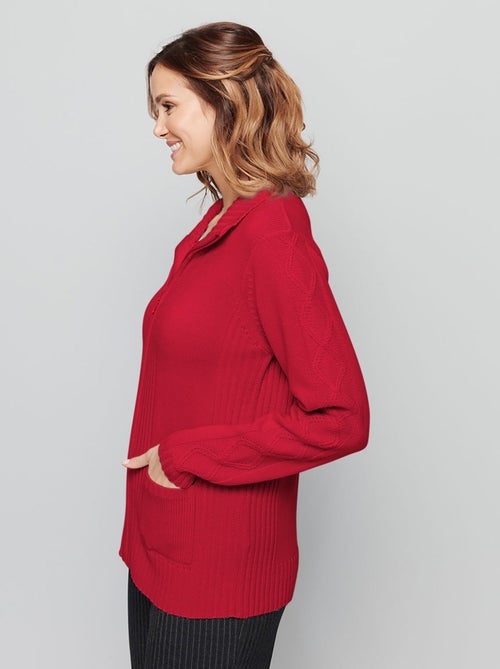 Gilet zippé uni mi-long maille épaisse - Afibel - Kiabi