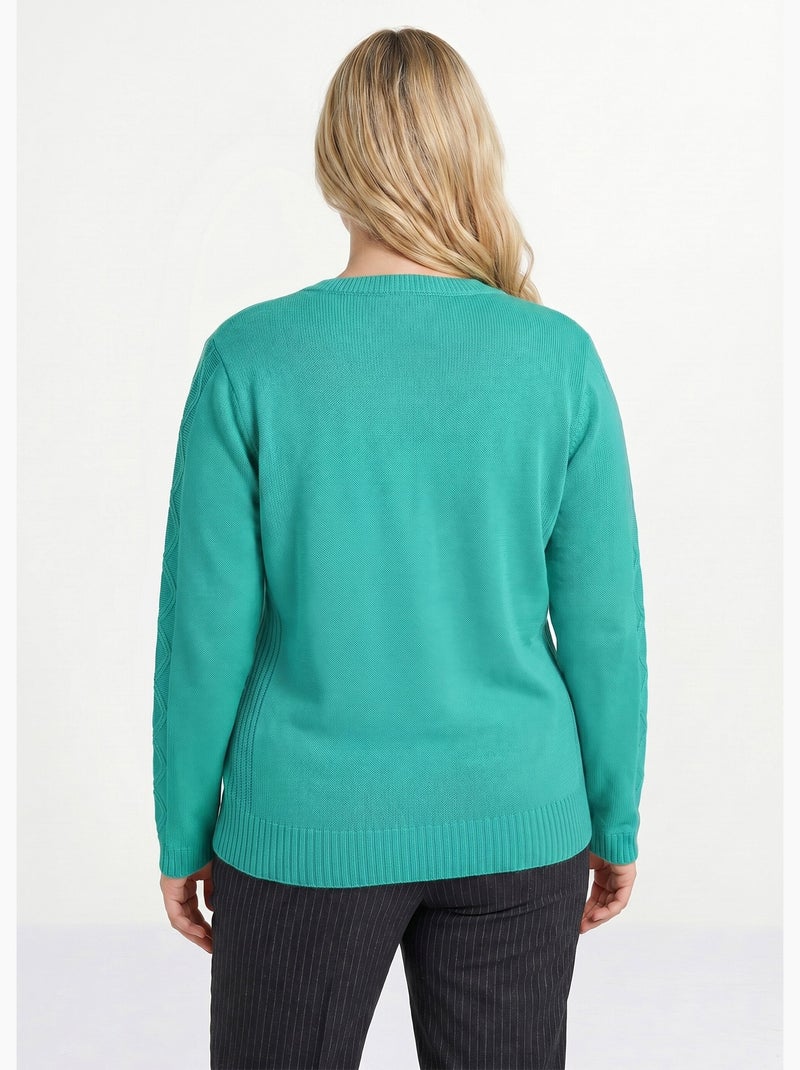 Gilet zippé uni mi-long maille épaisse - Afibel Vert émeraude - Kiabi
