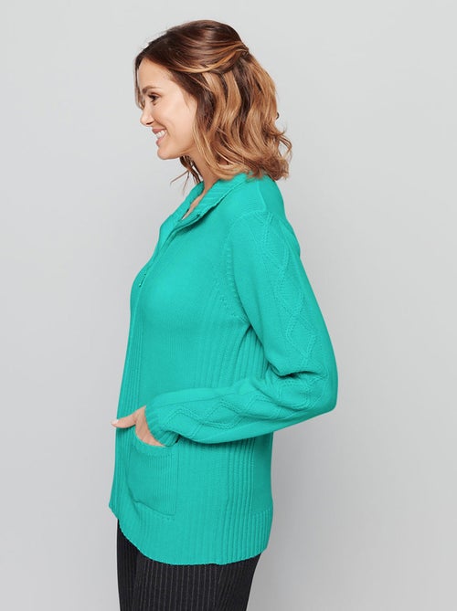 Gilet zippé uni mi-long maille épaisse - Afibel - Kiabi