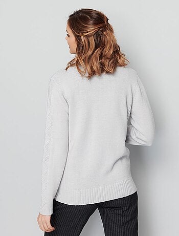 Gilet zippé uni mi-long maille épaisse