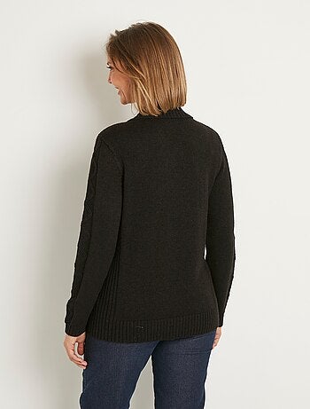 Gilet zippé uni mi-long maille épaisse