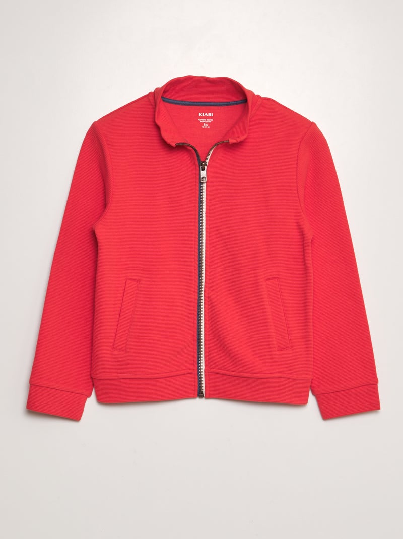 Gilet zippée en maille ottoman Rouge - Kiabi