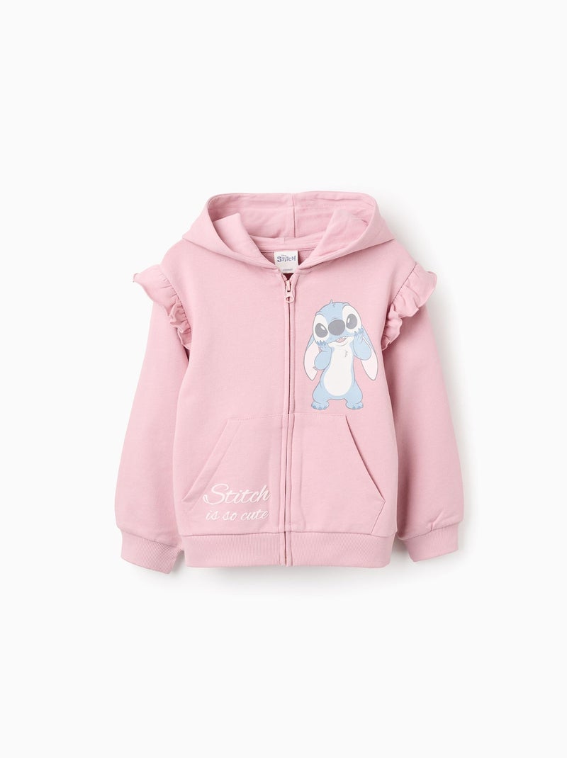 Gillet en Coton avec Capuche et Volants Lilo et Stitch Rose clair - Kiabi