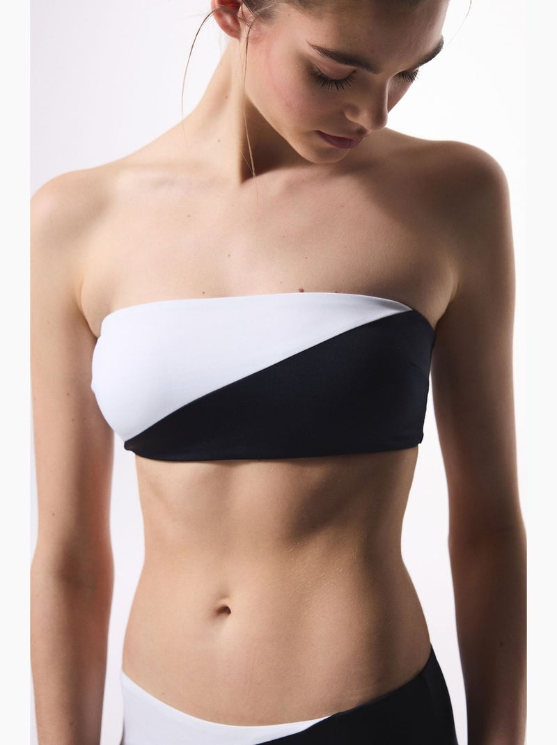 Gina haut de bikini bandeau penti Blanc Noir - Kiabi