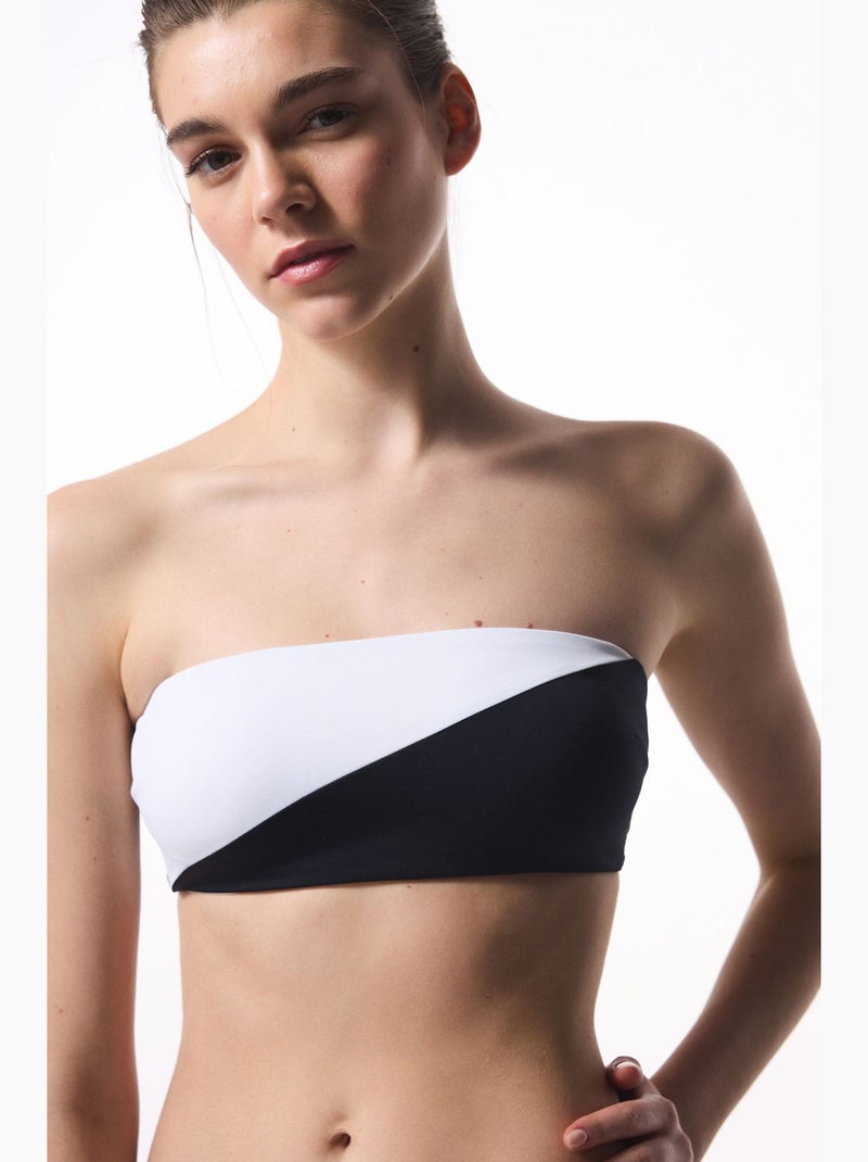 Gina haut de bikini bandeau penti Blanc Noir - Kiabi