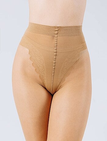 Giulia, Chic 20den Collants avec culotte bikini et couture noire (multipack)- Noir - S