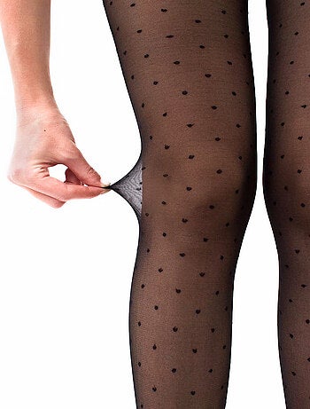 Giulia - Collants Amalia 20den à pois classiques - Noir - XL