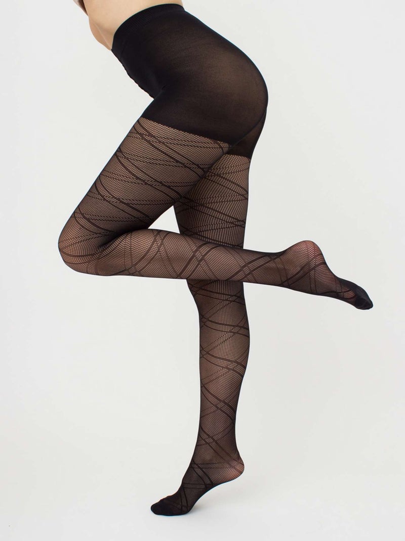 Giulia - Fashion Net Lacery Collants résille 40den à motif géométrique - Noir - S Noir - Kiabi