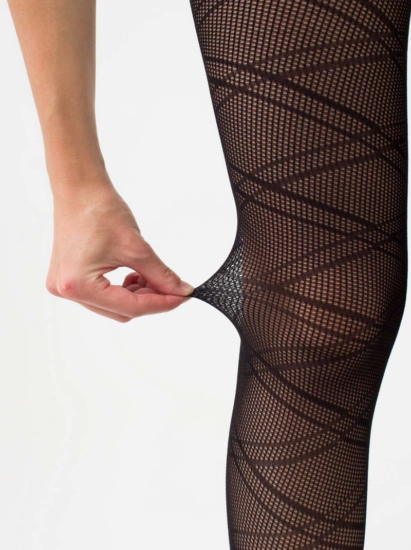 Giulia - Fashion Net Lacery Collants résille 40den à motif géométrique - Noir - S Noir - Kiabi