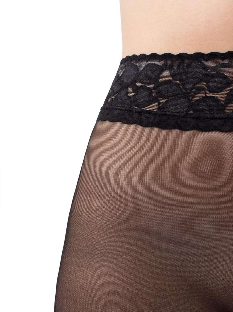 Giulia - Impresso Collant 40den avec taille en dentelle - Noir - L Noir - Kiabi