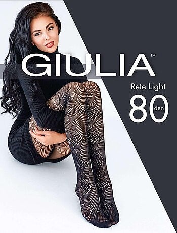 Giulia - Rete Light Tissue 80den collants à motif géométrique - Noir - M