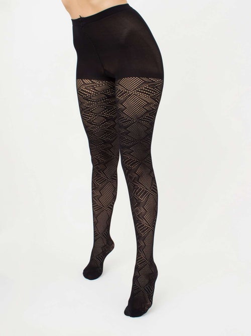 Giulia - Rete Light Tissue 80den collants à motif géométrique - Noir - M - Kiabi